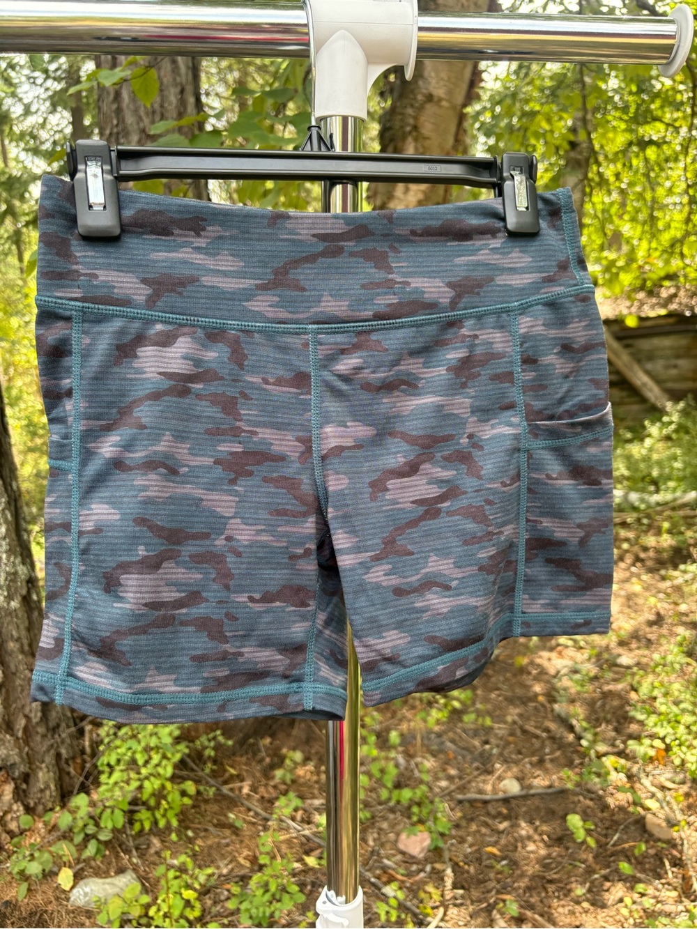 Born Primitive Women's Blue Gray Camo Athletic Shorts